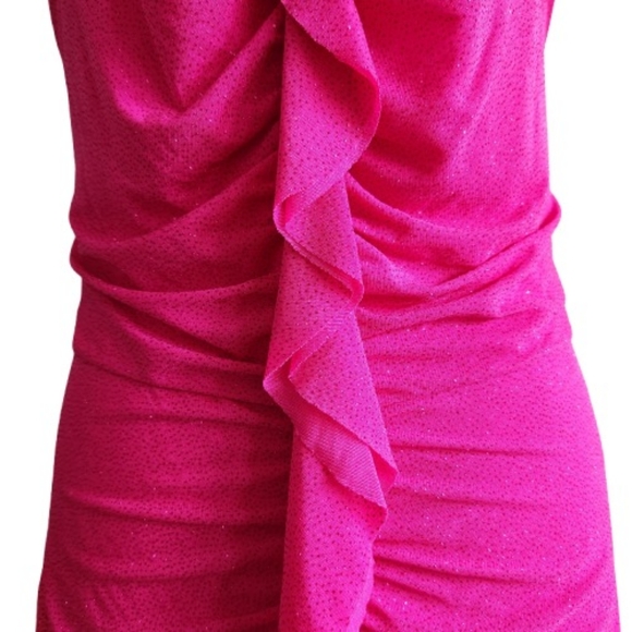 🆕️⬇️Lovely Grace Hot Pink Ruched Glitter Maxi Dress - Picture 8 of 16